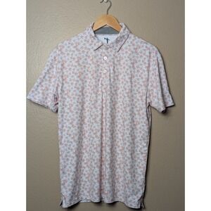 AndersonOrd Polo Shirt Men M Pink Floral Performance Golf Short Sleeve Stretch